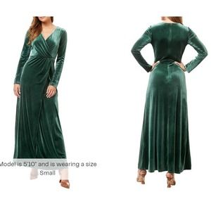 Love X Design Long Sleeve Velvet Maxi Dress Green New Small